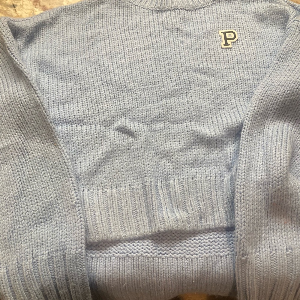 Light Blue Knit Sweater with P Logo